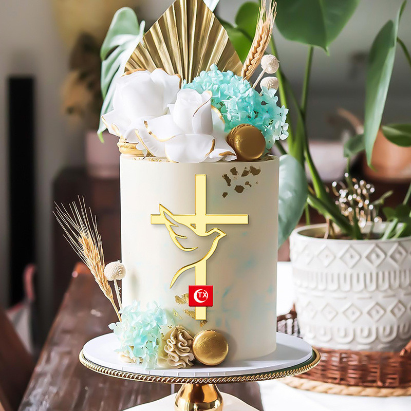 Krštenje Prva Pričest Ukrasi za torte Golub mira Prekrivač za torte Krštenje Akril Peace Love Party Dekoracije za torte