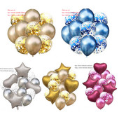 14gab metāla lateksa balonu konfeti komplekts kāzu dzimšanas dienas svinību dekorēšanai hromēts balons bērnu dušas dekorācijas baloni