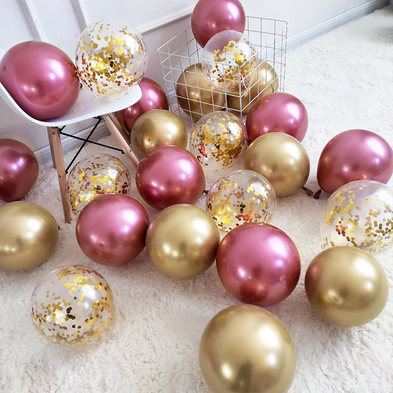 14gab metāla lateksa balonu konfeti komplekts kāzu dzimšanas dienas svinību dekorēšanai hromēts balons bērnu dušas dekorācijas baloni