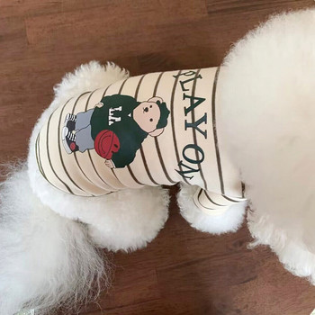 Дрехи за кучета на зелени райета, лятна жилетка за домашни любимци, плюшен джъмпер, тениска с малко куче Bomei, карикатура, дрехи с два крака XS-XL