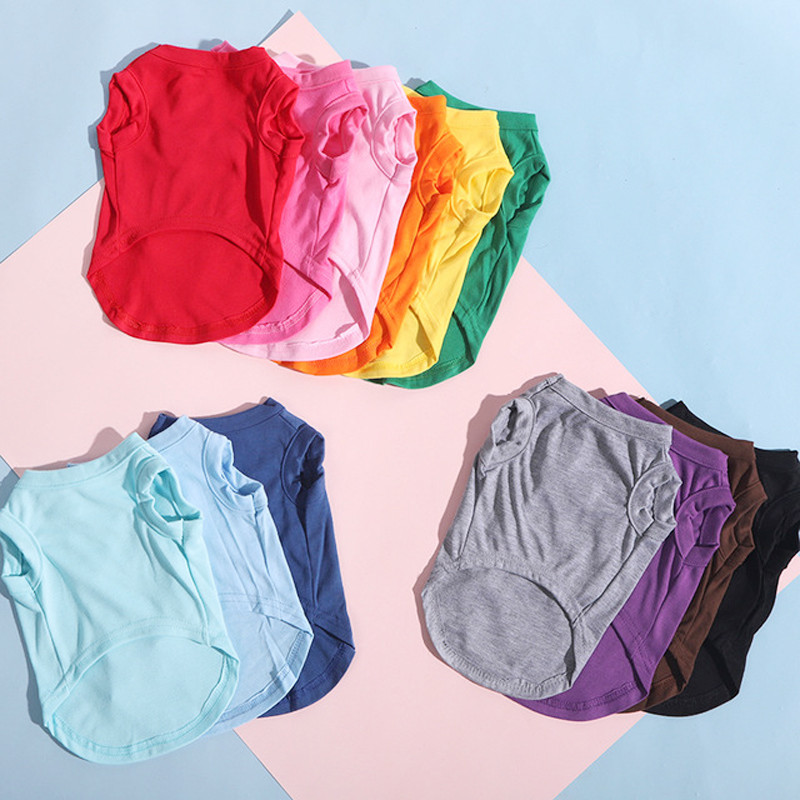 XS-3XL Καλοκαιρινό καθαρό βαμβακερό κουτάβι κενό πουκάμισο σκυλιών Ρούχα μαλακά μονόχρωμα φανελάκια για σκύλους με πάτο μπλουζάκια για μικρά μεσαία μεγάλα σκυλιά