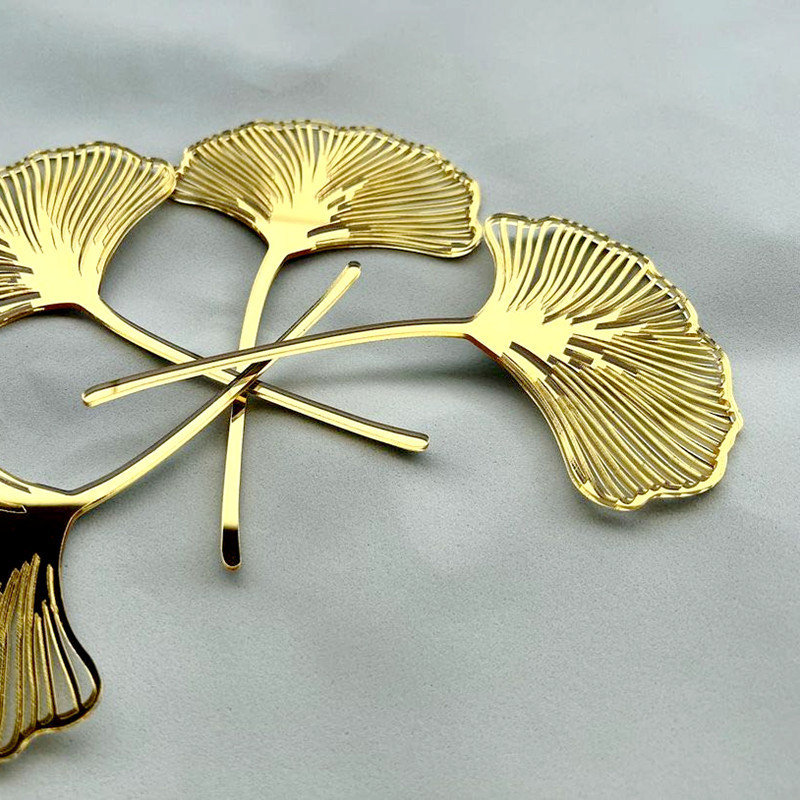 Akrila zelta ginkgo lapu kūciņu virsma Zelta lapu kūkas deserta dekors dzimšanas dienas kāzu ballītei Izejmateriāli Cepšanas rīki DIY