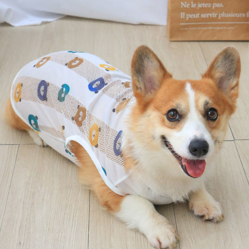 Kisállat ruhák Fényvédő mellény kutyának borotválkozás után kölyökruhák kiskutya kölykök 4 évszak hajhullás elleni nyári corgi ruhák