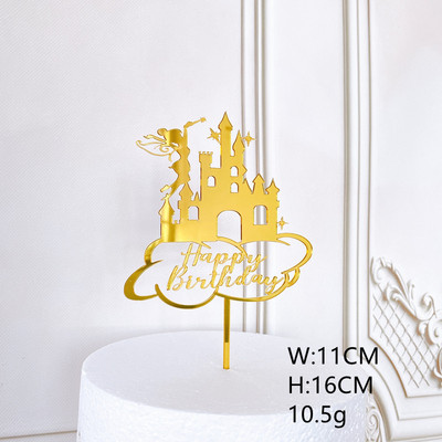 INS New Fairy Girls daudz laimes dzimšanas dienas kūkas virsma Zelta akrila leņķa kūkas virsma zīdaiņu dzimšanas dienas kūkas dekorēšanai