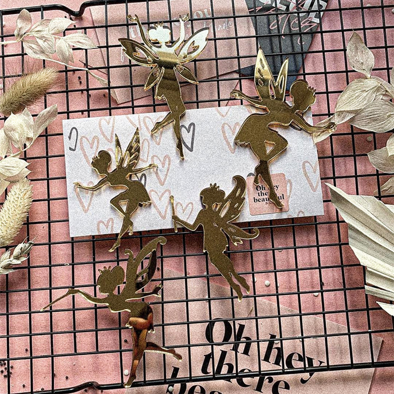 INS New Fairy Girls daudz laimes dzimšanas dienas kūkas virsma Zelta akrila leņķa kūkas virsma zīdaiņu dzimšanas dienas kūkas dekorēšanai