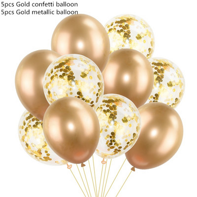 10 buc/lot Baloane confetti din aur amestecat pentru petrecere de aniversare balon metalic bile pentru ziua de naștere baby shower de vânzare fierbinte decorațiuni de nuntă