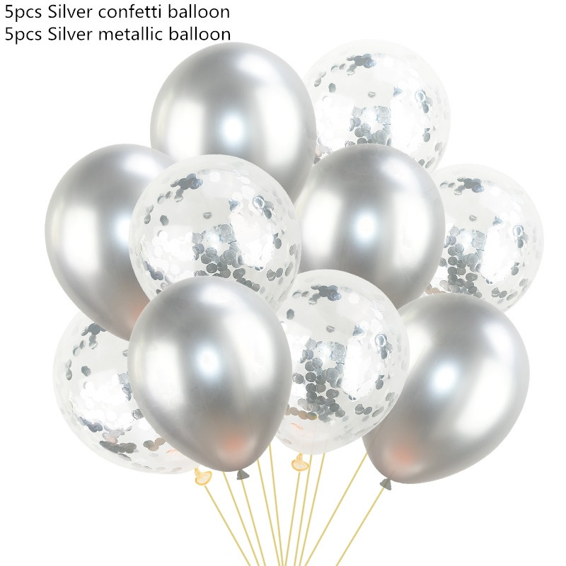 10 buc/lot Baloane confetti din aur amestecat pentru petrecere de aniversare balon metalic bile pentru ziua de naștere baby shower de vânzare fierbinte decorațiuni de nuntă