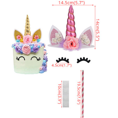 Decor pentru tort pentru fete cu unicorn, decorațiuni pentru prima zi de naștere pentru copii, pentru decorarea torturilor pentru botez, cu balon curcubeu, pentru cupcake