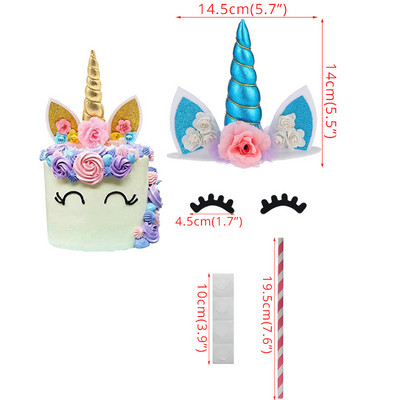 Decor pentru tort pentru fete cu unicorn, decorațiuni pentru prima zi de naștere pentru copii, pentru decorarea torturilor pentru botez, cu balon curcubeu, pentru cupcake