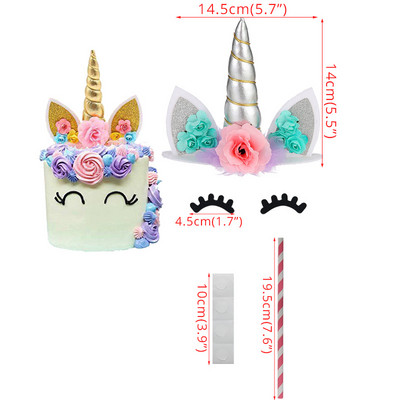 Decor pentru tort pentru fete cu unicorn, decorațiuni pentru prima zi de naștere pentru copii, pentru decorarea torturilor pentru botez, cu balon curcubeu, pentru cupcake