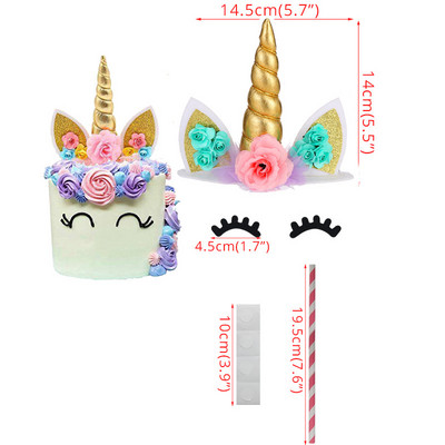 Decor pentru tort pentru fete cu unicorn, decorațiuni pentru prima zi de naștere pentru copii, pentru decorarea torturilor pentru botez, cu balon curcubeu, pentru cupcake