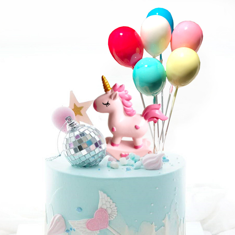 Decor pentru tort pentru fete cu unicorn, decorațiuni pentru prima zi de naștere pentru copii, pentru decorarea torturilor pentru botez, cu balon curcubeu, pentru cupcake