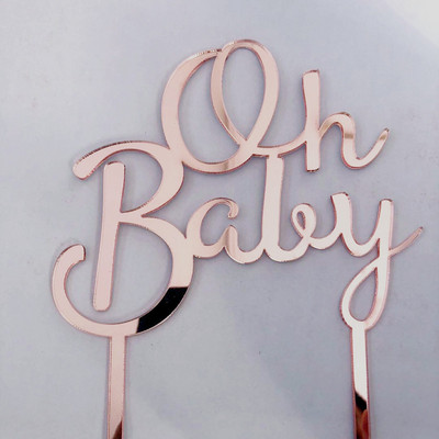 Naujas akrilinis vieno torto papuošalas, rožinis, auksinis, gimtadienio vakarėlis, torto kepuraitės Vestuvių metinės Kūdikio 1-ojo gimtadienio torto vėliavėlės papuošimai