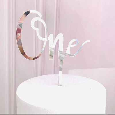 Naujas akrilinis vieno torto papuošalas, rožinis, auksinis, gimtadienio vakarėlis, torto kepuraitės Vestuvių metinės Kūdikio 1-ojo gimtadienio torto vėliavėlės papuošimai