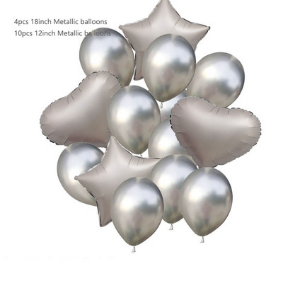 14 buc/set 12 inch confetti din latex metalic 18 inch stea inimă balon din folie de aluminiu în formă de inimă pentru petrecere de aniversare minge de decorare a nunții