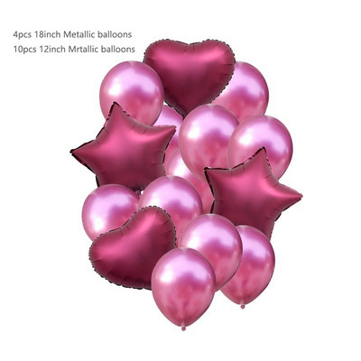 14 buc/set 12 inch confetti din latex metalic 18 inch stea inimă balon din folie de aluminiu în formă de inimă pentru petrecere de aniversare minge de decorare a nunții