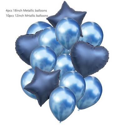 14 buc/set 12 inch confetti din latex metalic 18 inch stea inimă balon din folie de aluminiu în formă de inimă pentru petrecere de aniversare minge de decorare a nunții
