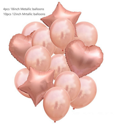 14 buc/set 12 inch confetti din latex metalic 18 inch stea inimă balon din folie de aluminiu în formă de inimă pentru petrecere de aniversare minge de decorare a nunții