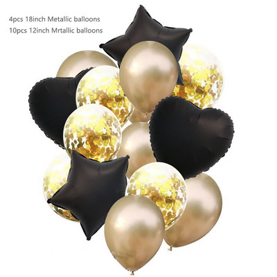 14 buc/set 12 inch confetti din latex metalic 18 inch stea inimă balon din folie de aluminiu în formă de inimă pentru petrecere de aniversare minge de decorare a nunții
