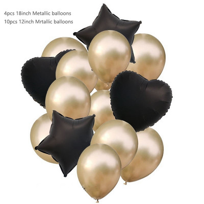 14 buc/set 12 inch confetti din latex metalic 18 inch stea inimă balon din folie de aluminiu în formă de inimă pentru petrecere de aniversare minge de decorare a nunții