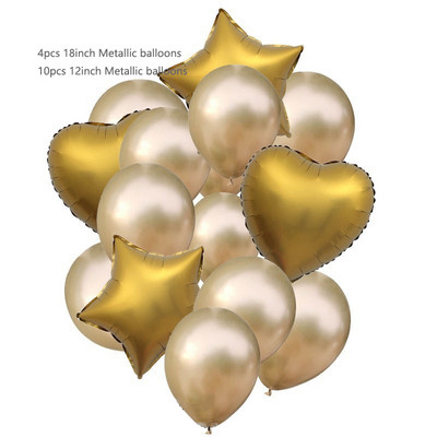 14 buc/set 12 inch confetti din latex metalic 18 inch stea inimă balon din folie de aluminiu în formă de inimă pentru petrecere de aniversare minge de decorare a nunții