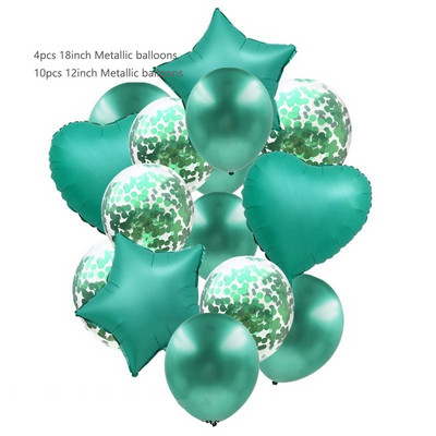 14 buc/set 12 inch confetti din latex metalic 18 inch stea inimă balon din folie de aluminiu în formă de inimă pentru petrecere de aniversare minge de decorare a nunții