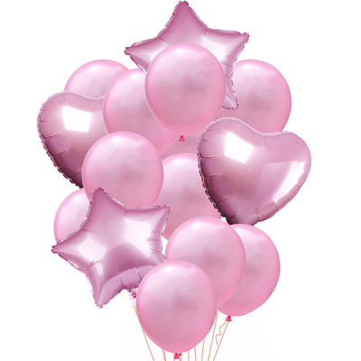 14 buc/set 12 inch confetti din latex metalic 18 inch stea inimă balon din folie de aluminiu în formă de inimă pentru petrecere de aniversare minge de decorare a nunții