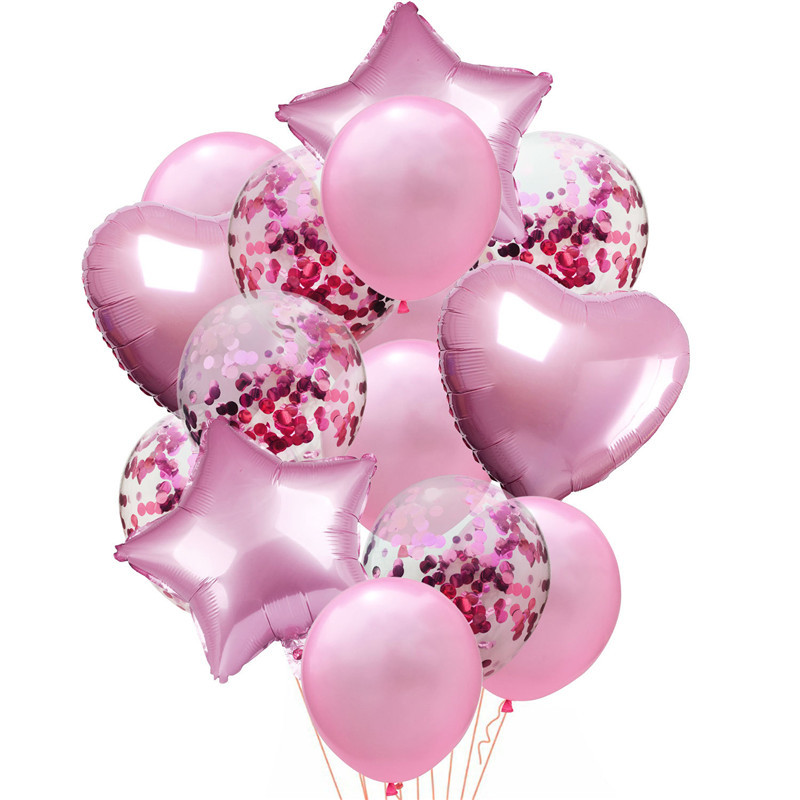 14 buc/set 12 inch confetti din latex metalic 18 inch stea inimă balon din folie de aluminiu în formă de inimă pentru petrecere de aniversare minge de decorare a nunții