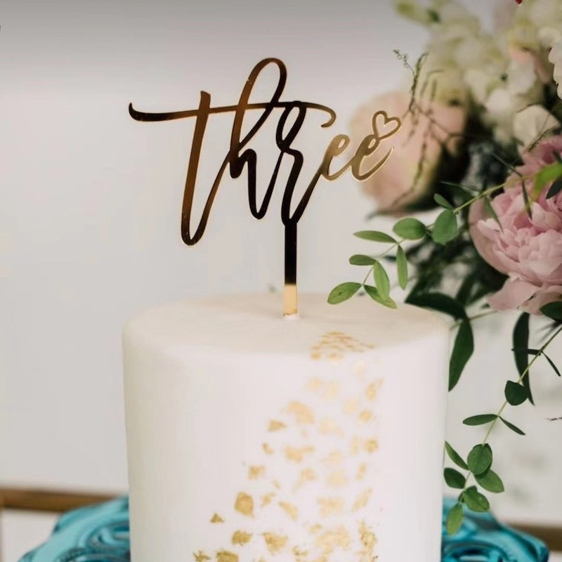 Naujas One Two Three Cake Stopper Akrilinis Baby Shower Auksinis Sidabrinis Tortų Apmušalas Kūdikių Vaikams Gimtadienio Vakarėlio reikmenys Tortų papuošimai