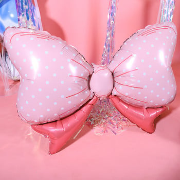 1 τεμ DIY Θέμα Γενέθλια Μπλε Ροζ Φιόγκος Baby Shower Foil Balloon Luck Στολισμός βάπτισης Ήλιο Γάμος Παιδικά Παιχνίδια Happy Globos