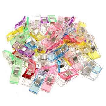 30PCS Пластмасови цветни фиксирани щипки Прозрачна тъкан за плетене Дрехи Квилтинг Шевни щипки Аксесоари за пачуърк Скоби за дрехи