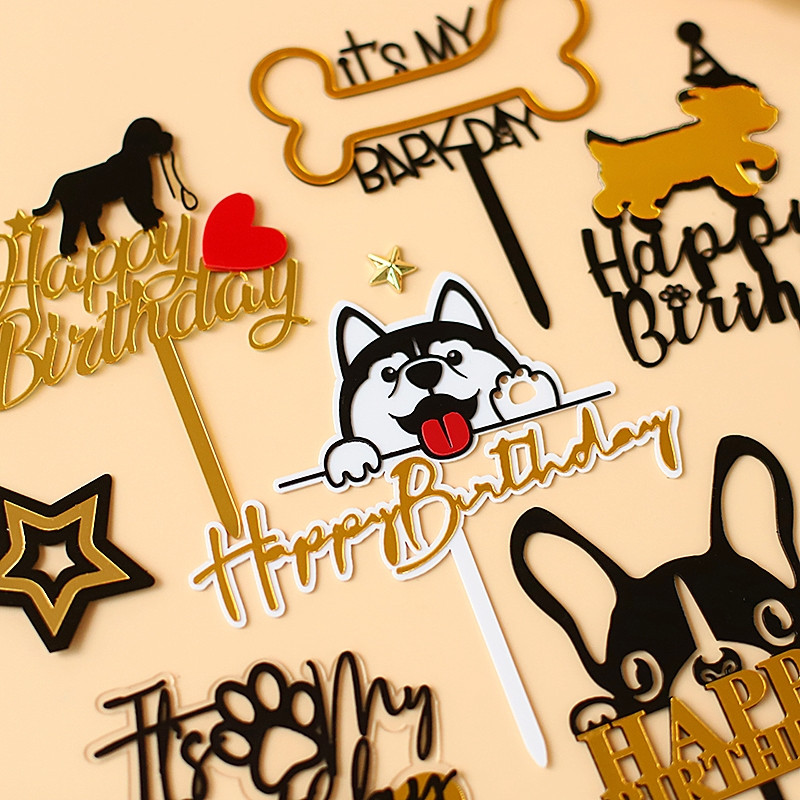 Tas ir mana mizas diena kaula suns daudz laimes dzimšanas dienā akrila kūkas pildījums mājdzīvnieku ballīšu dekorēšanai.