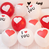 10 buc. Baloane din latex cu inimă roșie de dragoste, 12 inch