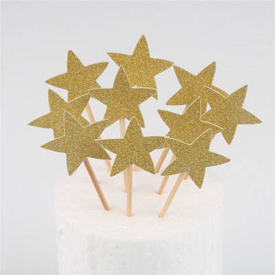 10 buc Mini Heart Star Cupcake Toppers pentru tort de aniversare, alegeri de decorare pentru copii, decorațiuni pentru petreceri de nuntă, favoruri pentru baby shower
