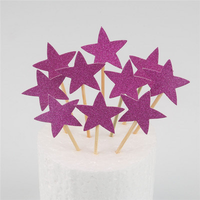 10 buc Mini Heart Star Cupcake Toppers pentru tort de aniversare, alegeri de decorare pentru copii, decorațiuni pentru petreceri de nuntă, favoruri pentru baby shower