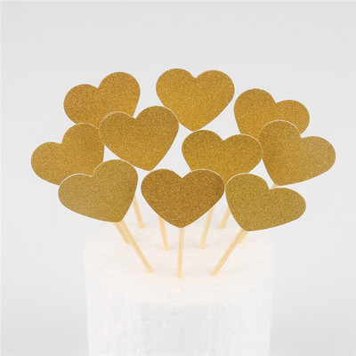 10 buc Mini Heart Star Cupcake Toppers pentru tort de aniversare, alegeri de decorare pentru copii, decorațiuni pentru petreceri de nuntă, favoruri pentru baby shower