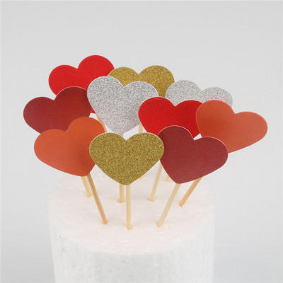 10 buc Mini Heart Star Cupcake Toppers pentru tort de aniversare, alegeri de decorare pentru copii, decorațiuni pentru petreceri de nuntă, favoruri pentru baby shower