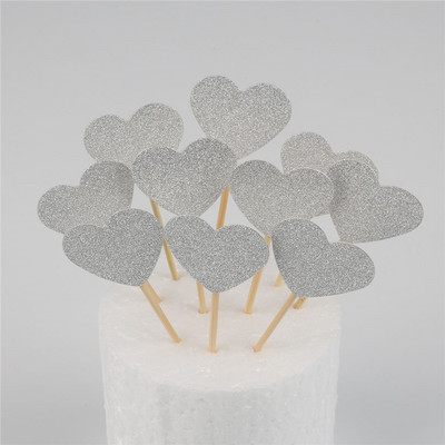 10 buc Mini Heart Star Cupcake Toppers pentru tort de aniversare, alegeri de decorare pentru copii, decorațiuni pentru petreceri de nuntă, favoruri pentru baby shower