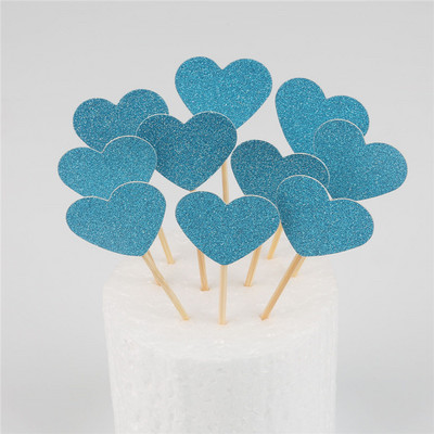 10 buc Mini Heart Star Cupcake Toppers pentru tort de aniversare, alegeri de decorare pentru copii, decorațiuni pentru petreceri de nuntă, favoruri pentru baby shower