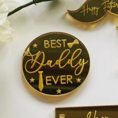 10/5 vnt akrilo Geriausi tėčiui su Tėvo diena tortų tvarsčiai, skirti Tėvo dienos kepimo torto dekoravimui su gimtadieniu