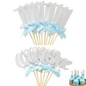 16 gab. Sudrabzils, 1, viena papīra kūka, kūkas pildījumi, pirmās zēna un meitenes dzimšanas dienas svinību dekorācijas Mani viena gada piederumi