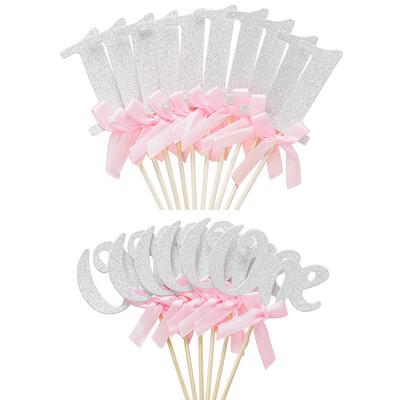 16 gab. Sudrabzils, 1, viena papīra kūka, kūkas pildījumi, pirmās zēna un meitenes dzimšanas dienas svinību dekorācijas Mani viena gada piederumi