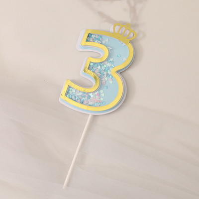 Zila rozā 1 2 3 4 kūkas virsma mirdzoša varavīksnes kūciņu pildītāja Daudz laimes dzimšanas dienā Baby Shower Party Desertu galds Mājas dekorēšana