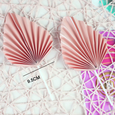 2 bucăți de hârtie pentru evantai pentru tort, frunze de palmier, pentru decorațiuni pentru petreceri de nuntă, decorațiuni pentru cupcake pentru baby shower