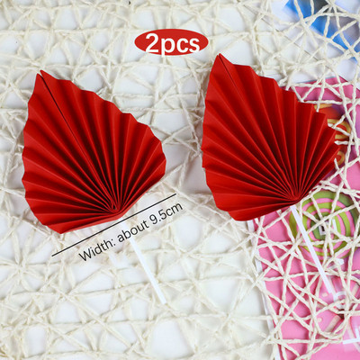 2 bucăți de hârtie pentru evantai pentru tort, frunze de palmier, pentru decorațiuni pentru petreceri de nuntă, decorațiuni pentru cupcake pentru baby shower