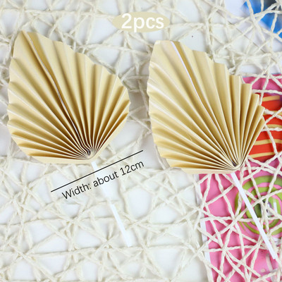 2 bucăți de hârtie pentru evantai pentru tort, frunze de palmier, pentru decorațiuni pentru petreceri de nuntă, decorațiuni pentru cupcake pentru baby shower