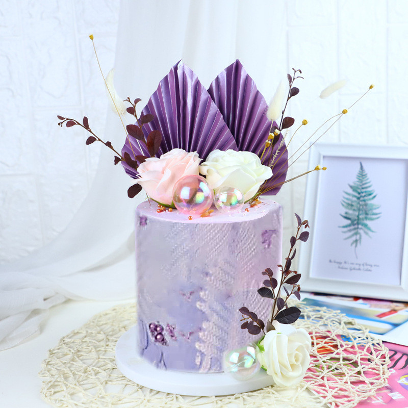 2 bucăți de hârtie pentru evantai pentru tort, frunze de palmier, pentru decorațiuni pentru petreceri de nuntă, decorațiuni pentru cupcake pentru baby shower