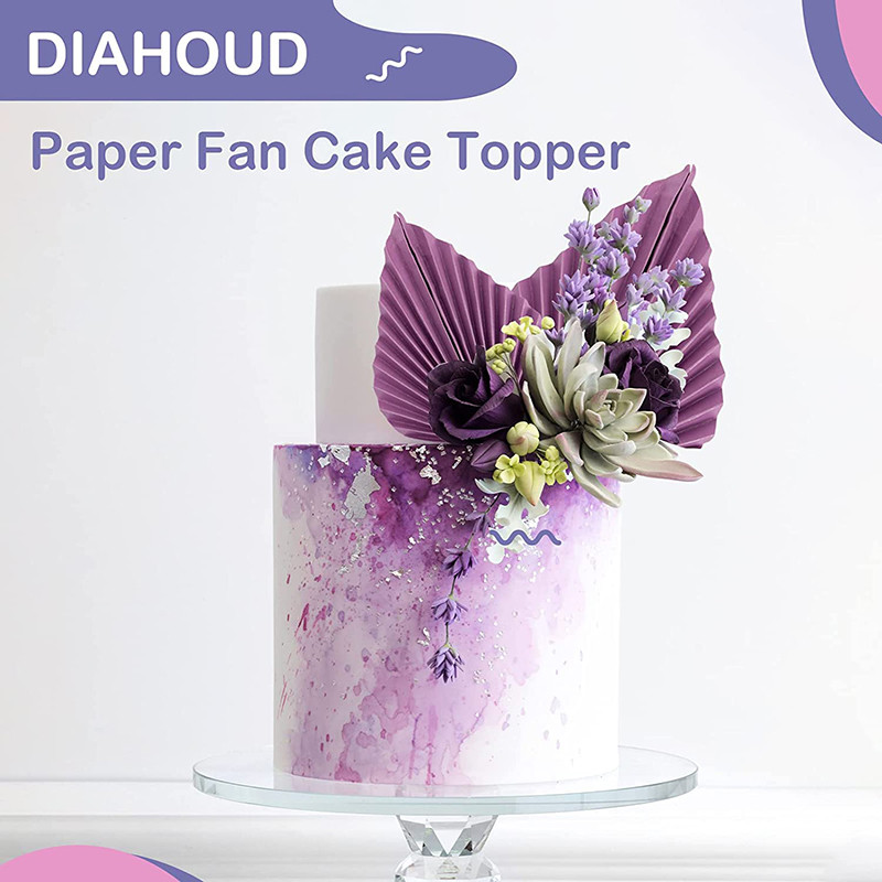 2 bucăți de hârtie pentru evantai pentru tort, frunze de palmier, pentru decorațiuni pentru petreceri de nuntă, decorațiuni pentru cupcake pentru baby shower