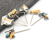 24 de bucăți pentru vehicule de construcții Cupcake Topper pentru băieți, decorațiuni pentru petrecerea de aniversare, camion de inginerie, aprovizionare pentru decorarea torturilor, pentru Baby Shower
