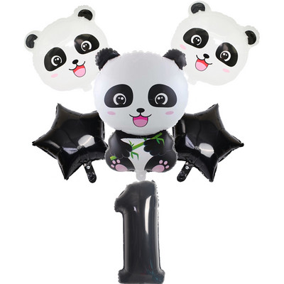 6 kom/lot slatka beba životinja panda balon od aluminijske folije 32 inča broj dječja kuglica za godišnjicu prvog rođendana
